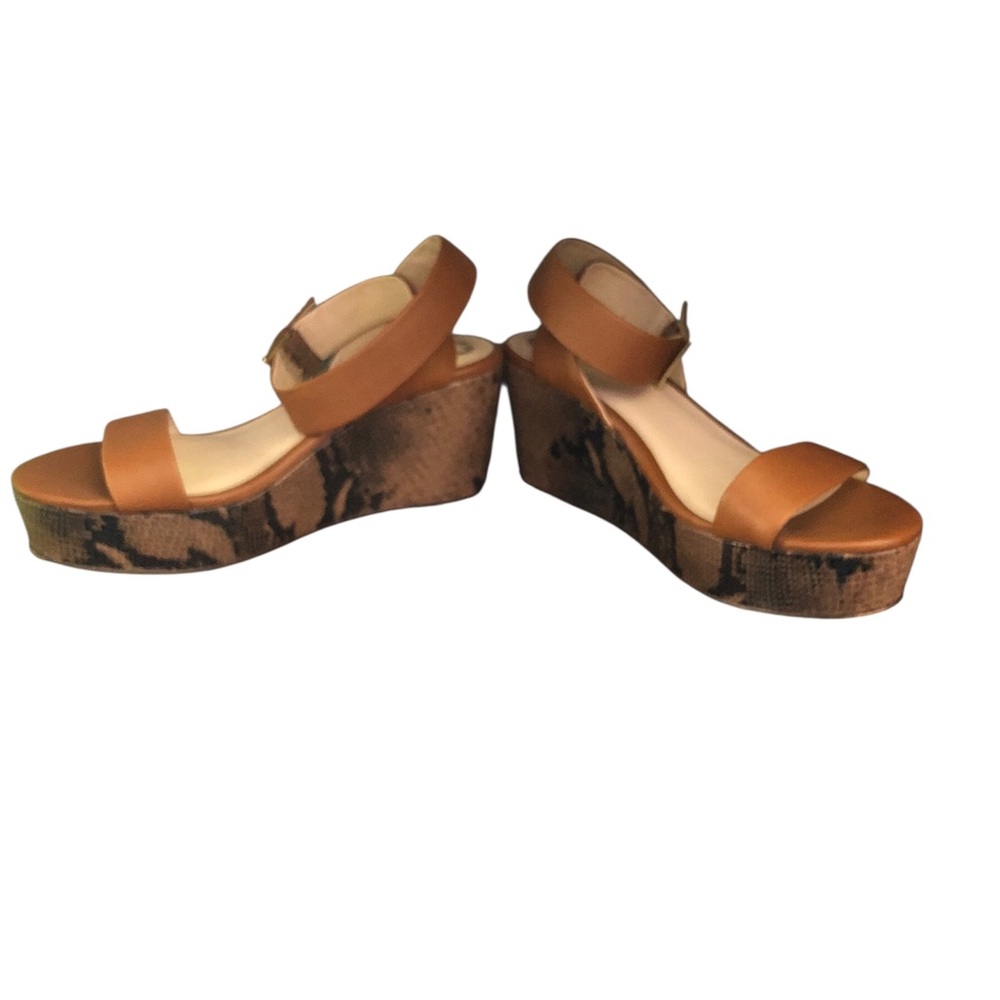Monet Brown Wedge Sandals with Cork Heel - Picture 3 of 8